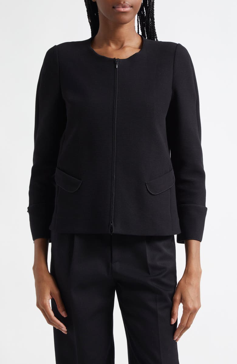 Emporio Armani Ottoman Stretch Cotton Short Jacket, Main, color,