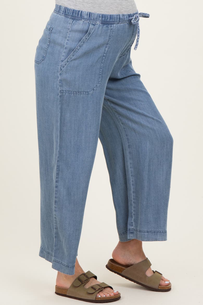 Washed Denim Cropped Pants, Alternate, color, Blue