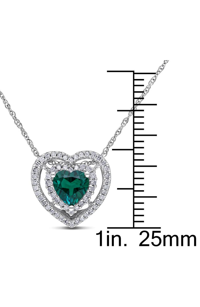 Julianna B. Gemstone & Diamond Halo Heart Necklace 10K, Alternate, color, Created Emerald
