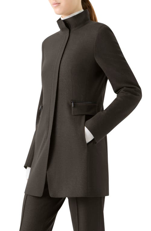 Akris Punto Wool Felt Longline Jacket In Brown