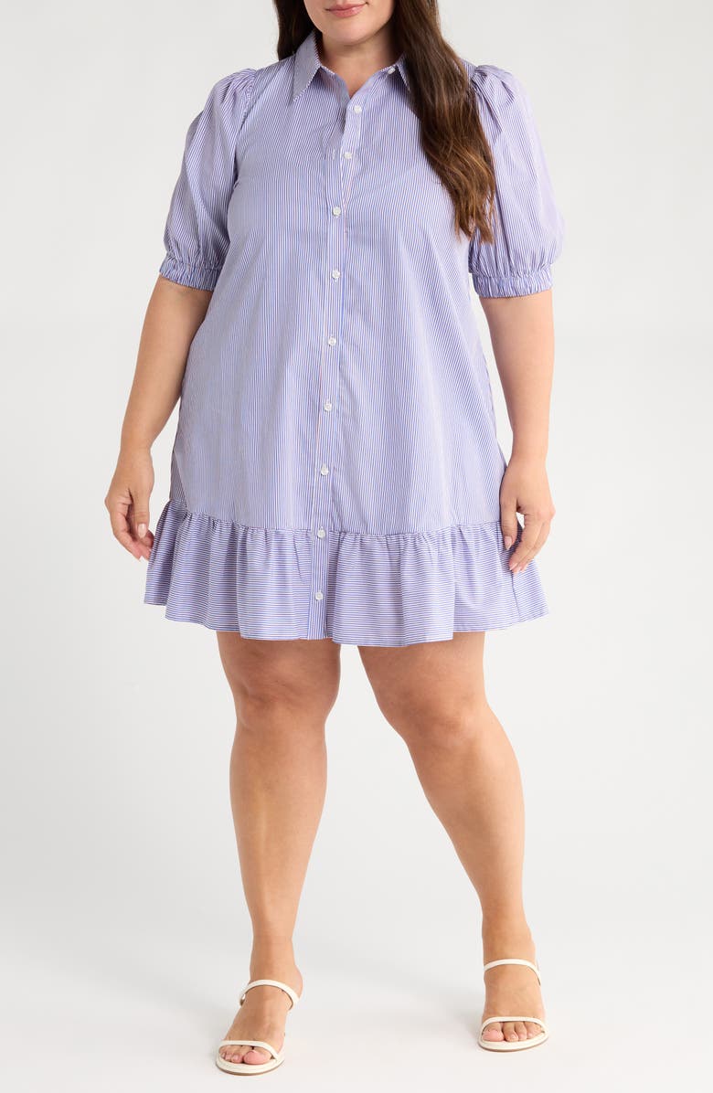 SUGARLIPS Fannie Stripe Shirtdress, Main, color, Blue/ Red