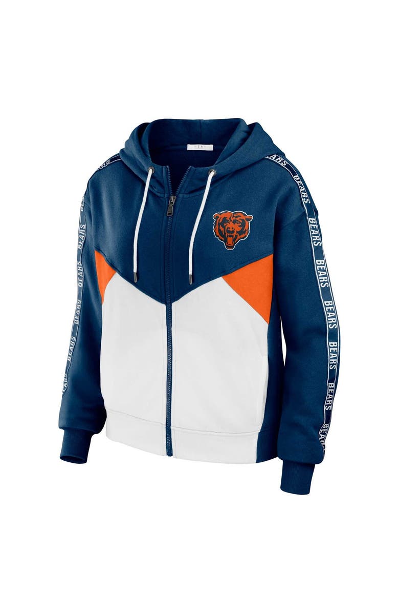 WEAR by Erin Andrews Women's WEAR by Erin Andrews Navy/White Chicago Bears Plus Size Color Block Full-Zip Hoodie, Alternate, color, 