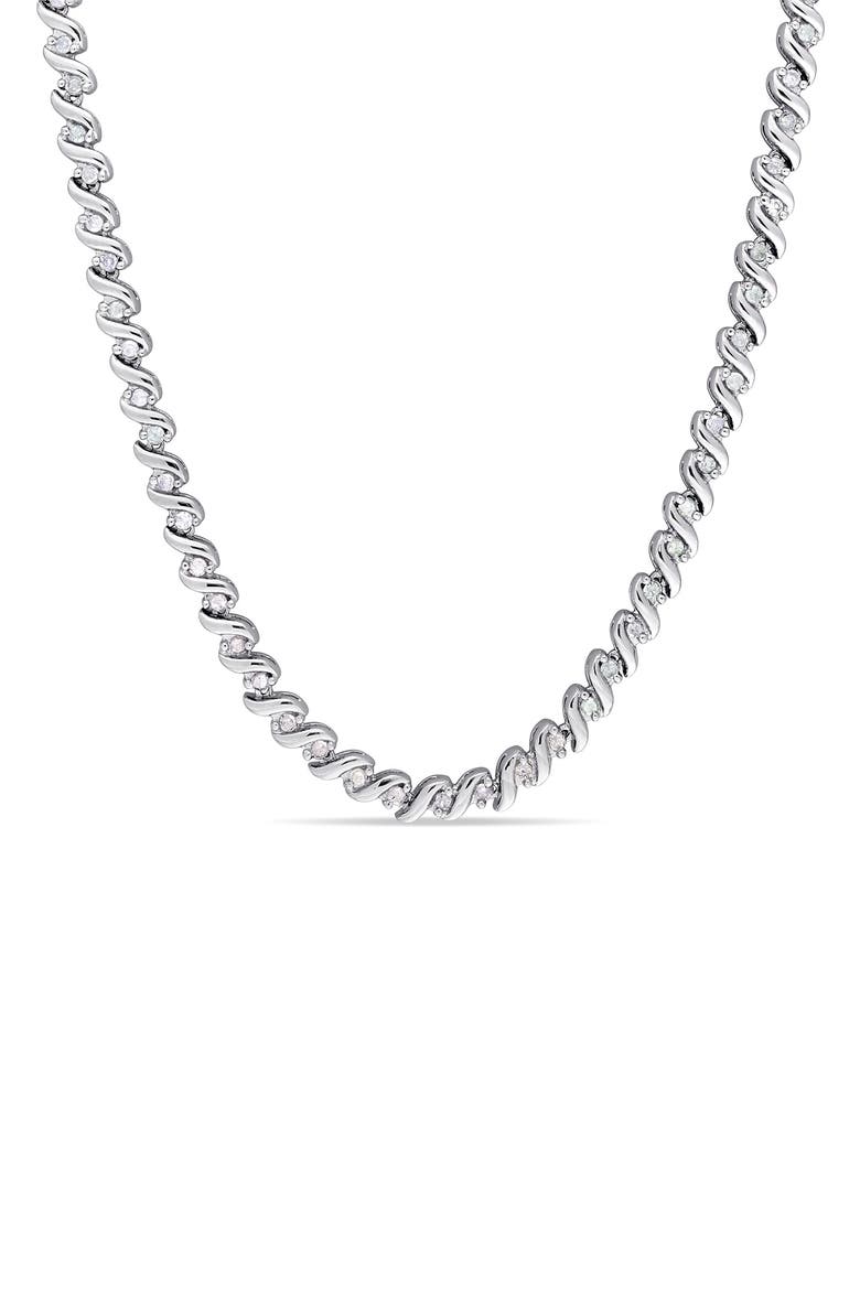 Twisted Diamond Tennis Necklace - 1.05ct., Main, color, SILVER