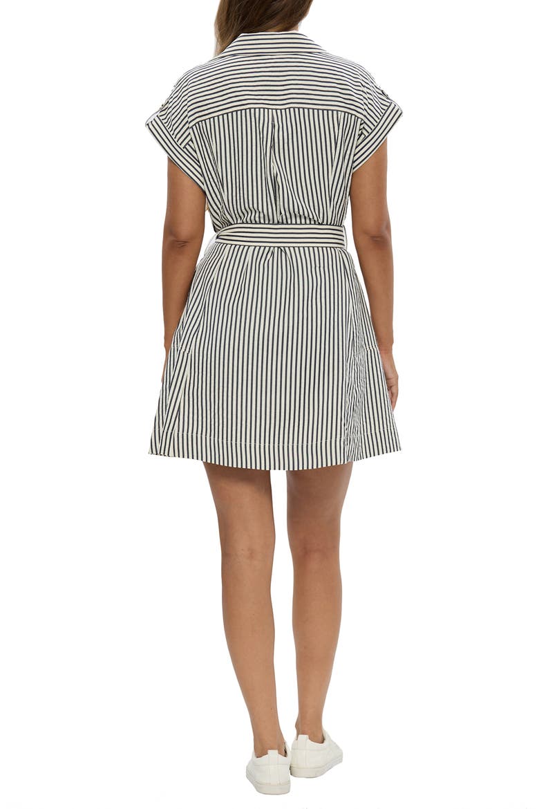 Portia Stripe Mini Shirtdress, Alternate, color, OFF WHITE / NAVY STRIPE