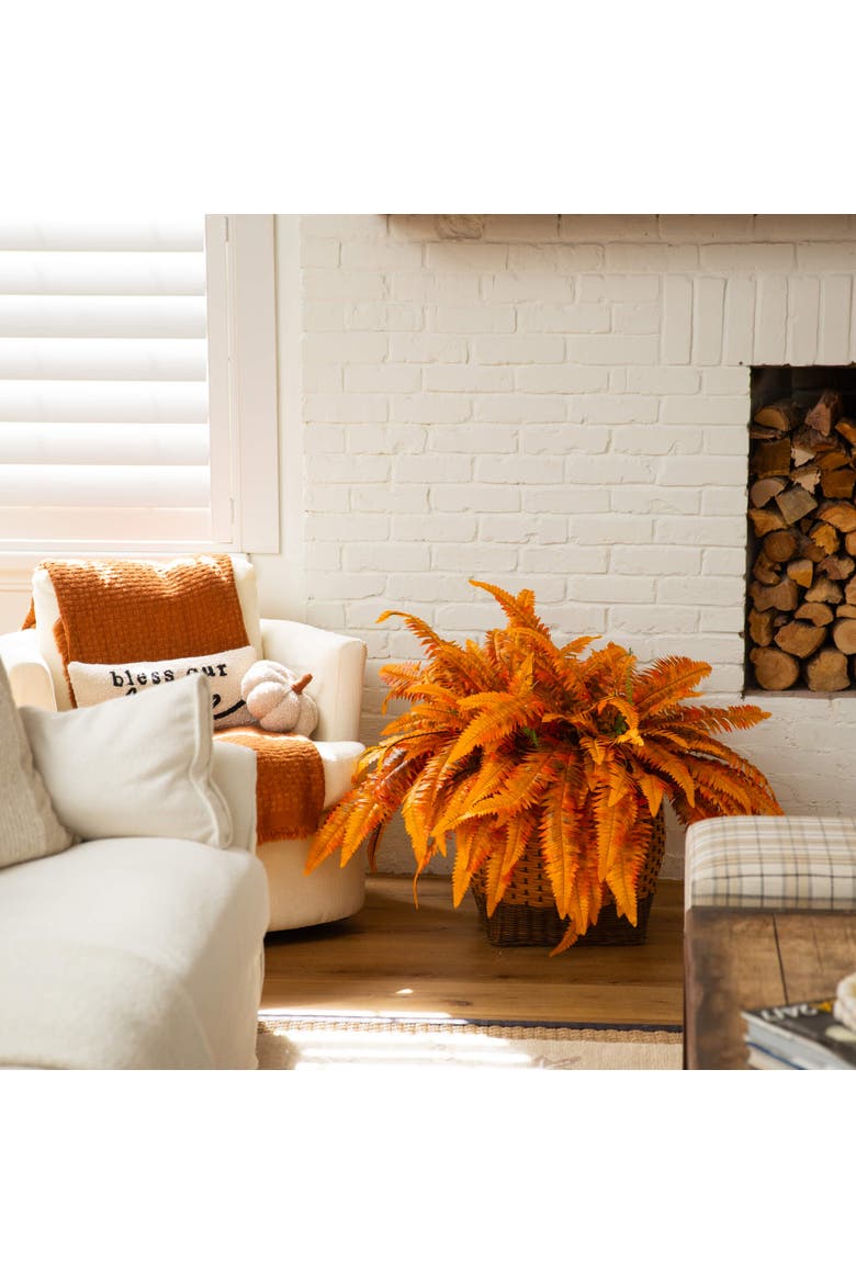48-in Autumn Artificial Fall Boston Fern - Set of 2, Alternate, color, Orange