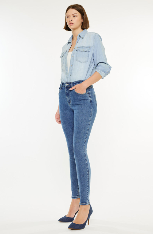 Kancan Bev High Rise Ankle Skinny Jeans In Medium Wash