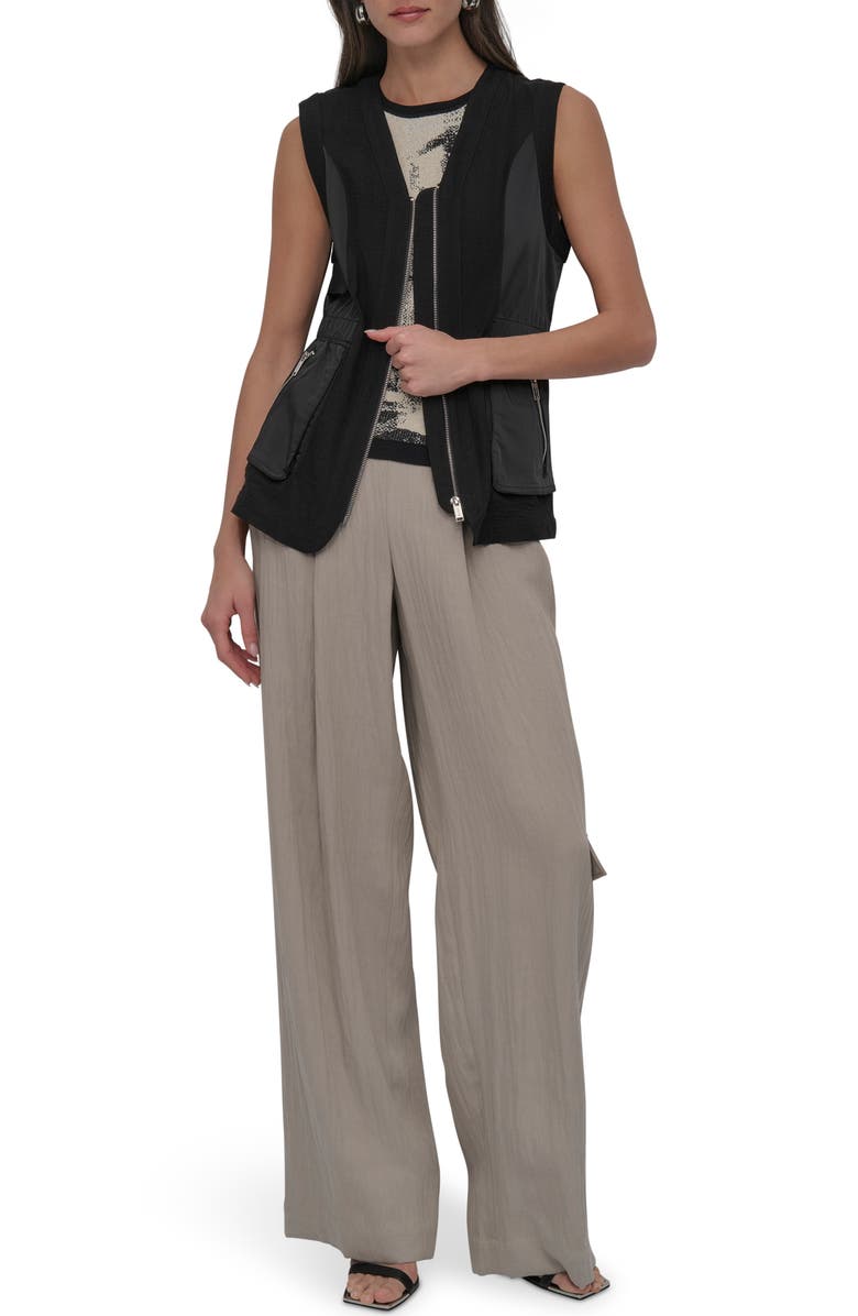 DKNY Mixed Media Zip Vest, Alternate, color,