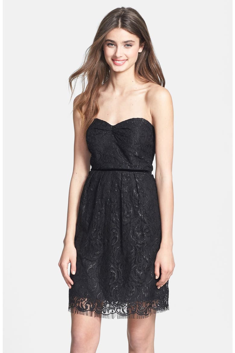 Hudson Metallic Lace Sheath Dress, Main, color, BLACK LACE