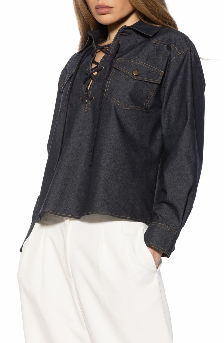 Alexia Admor Thalina Lace-Up Western Shirt, Alternate, color,