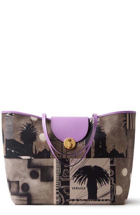 Large Sunset Canvas & Leather Tote