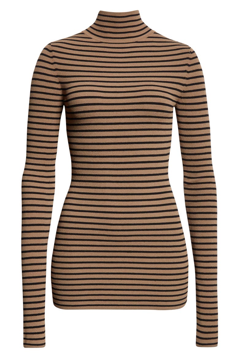 Didi Velvet Stripe Sweater, Alternate, color, KHAKI/ BLACK