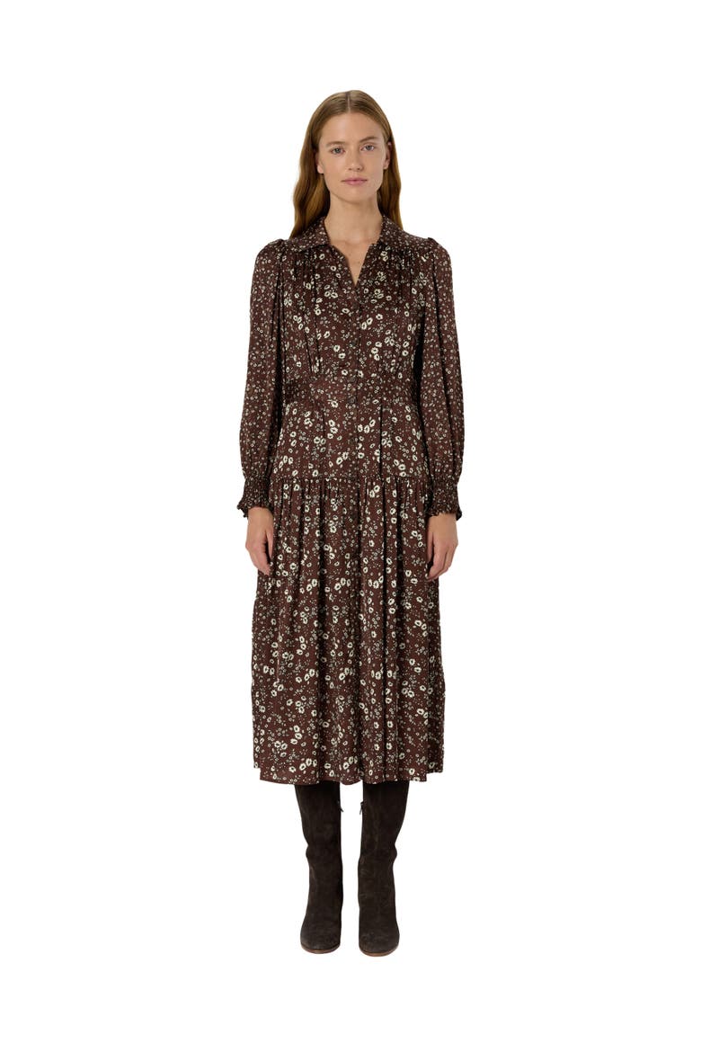 Lolita Long Sleeve Shirt Dress, Main, color, Brown