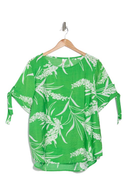 Shop Renee C Floral Short Sleeve Top In Green