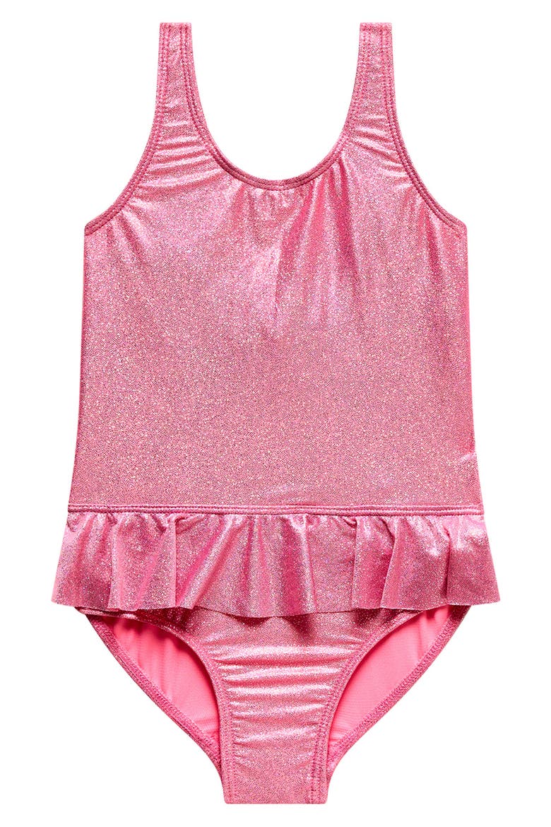 Kids' Metallic Ruffle One-Piece Swimsuit, Main, color, PINK
