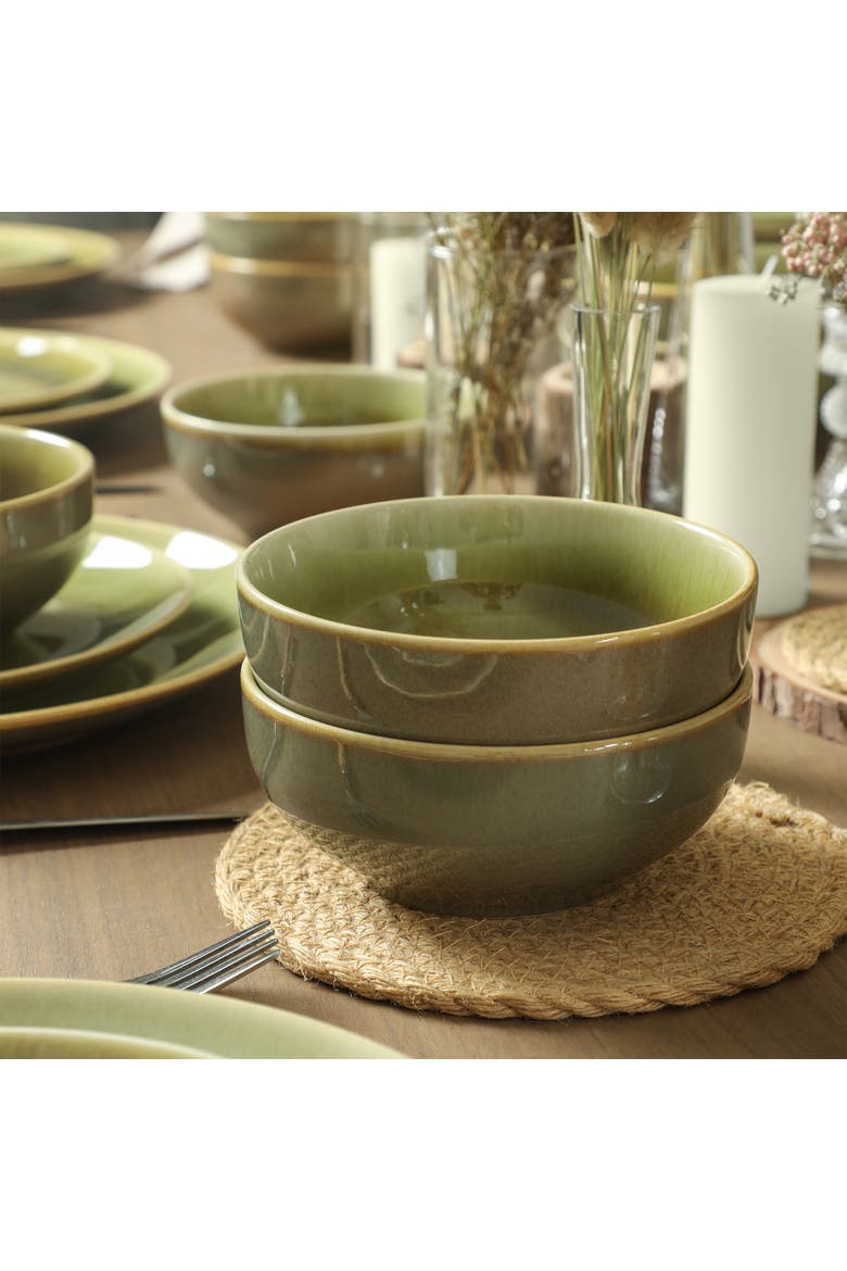 Riley 16-Piece Dinnerware Set Stoneware, Service for 4, Alternate, color, Green and Blue