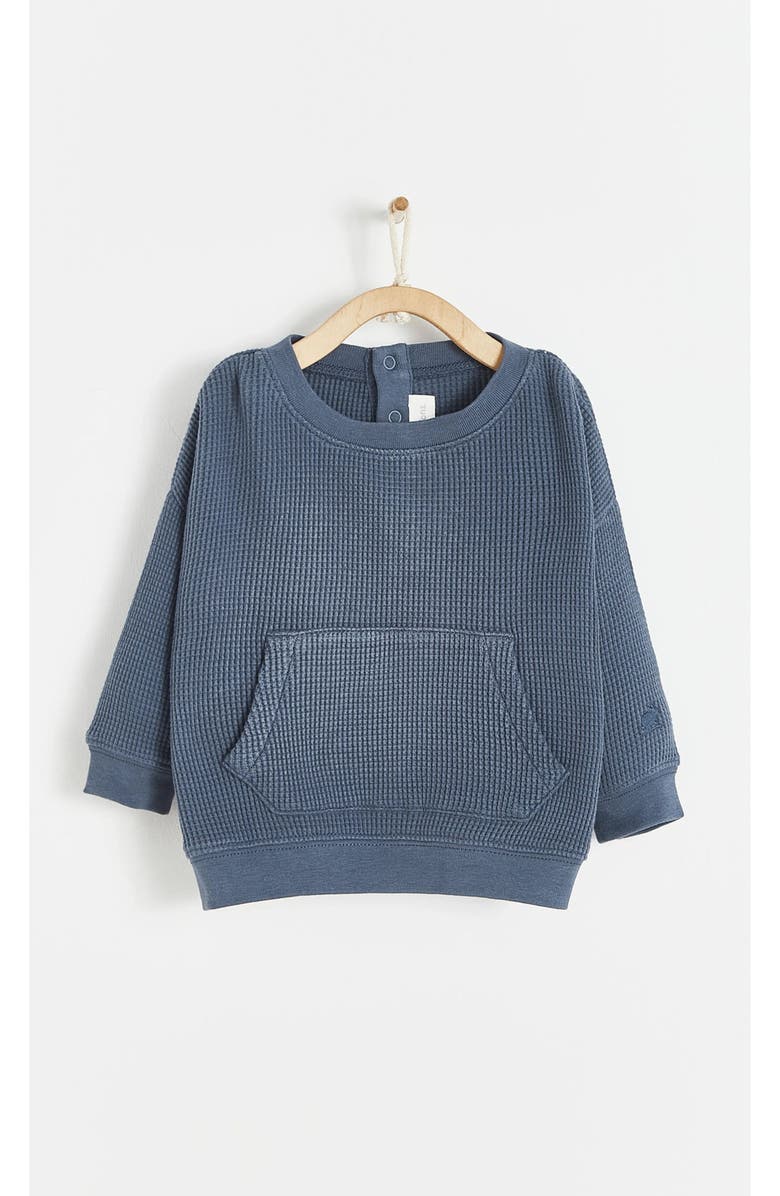 Babycottons Waffle Front Pocket Sweatshirt for Infant, Main, color, Blue-Graphite