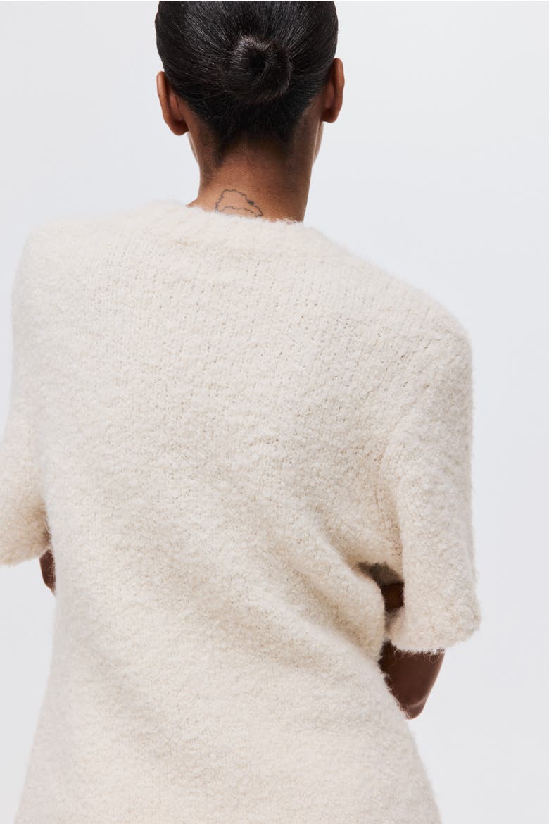 Bouclé-knit T-shirt, Alternate, color, Cream