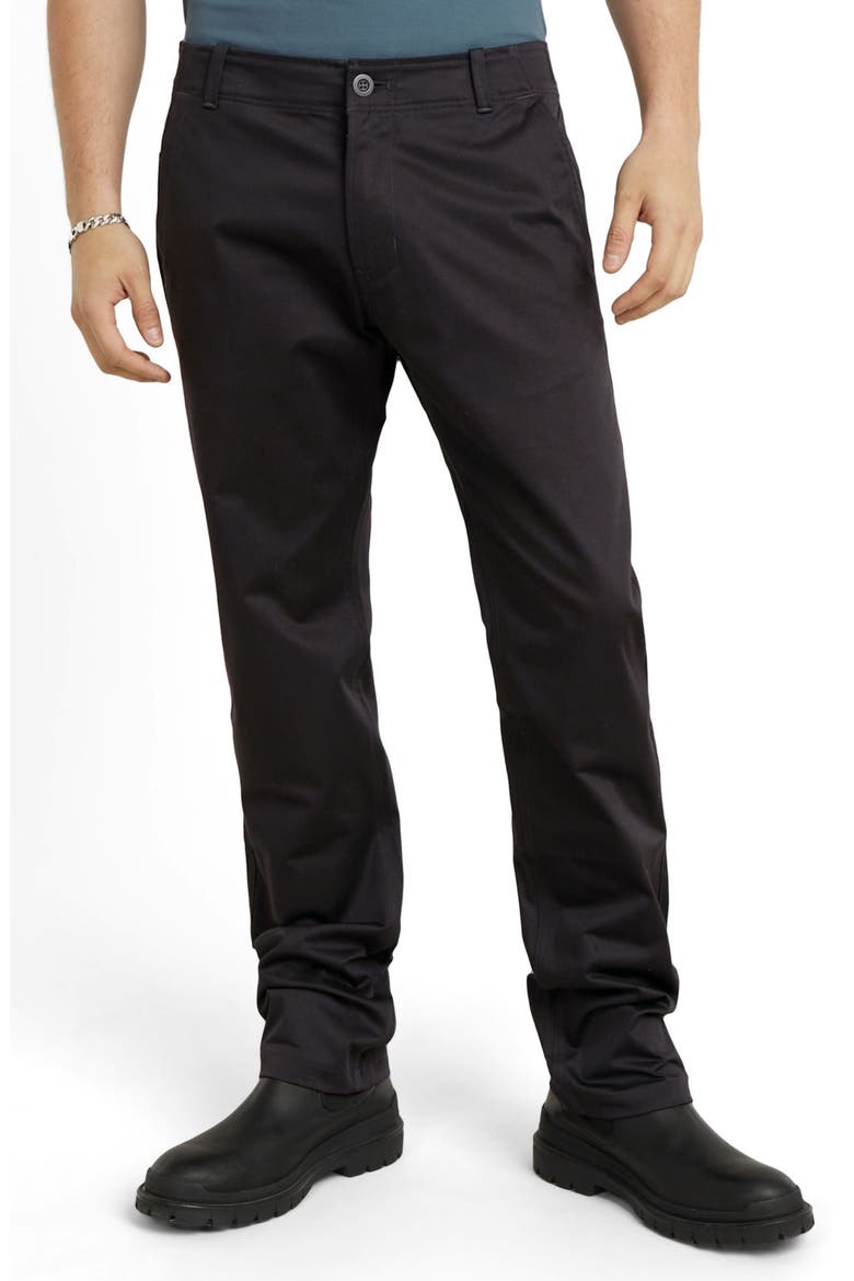 Mosa Straight Leg Flat Front Chinos, Main, color, DARK BLACK