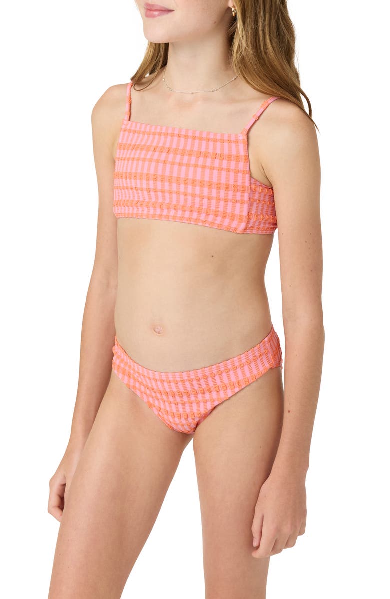 O'Neill Kids' Paradise Plaid Two-Piece Swimsuit, Alternate, color, Sachet Pink