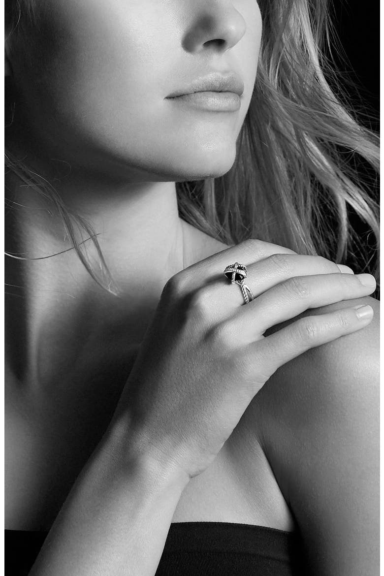 Cable Wrap Ring with Semiprecious Stone and Diamonds, Alternate, color, BLACK ONYX