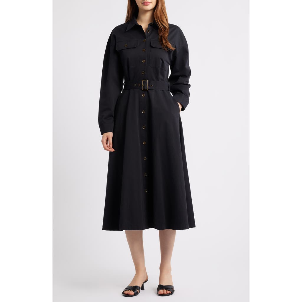 Freemarket Belted Long Sleeve Shirtdress In Multi