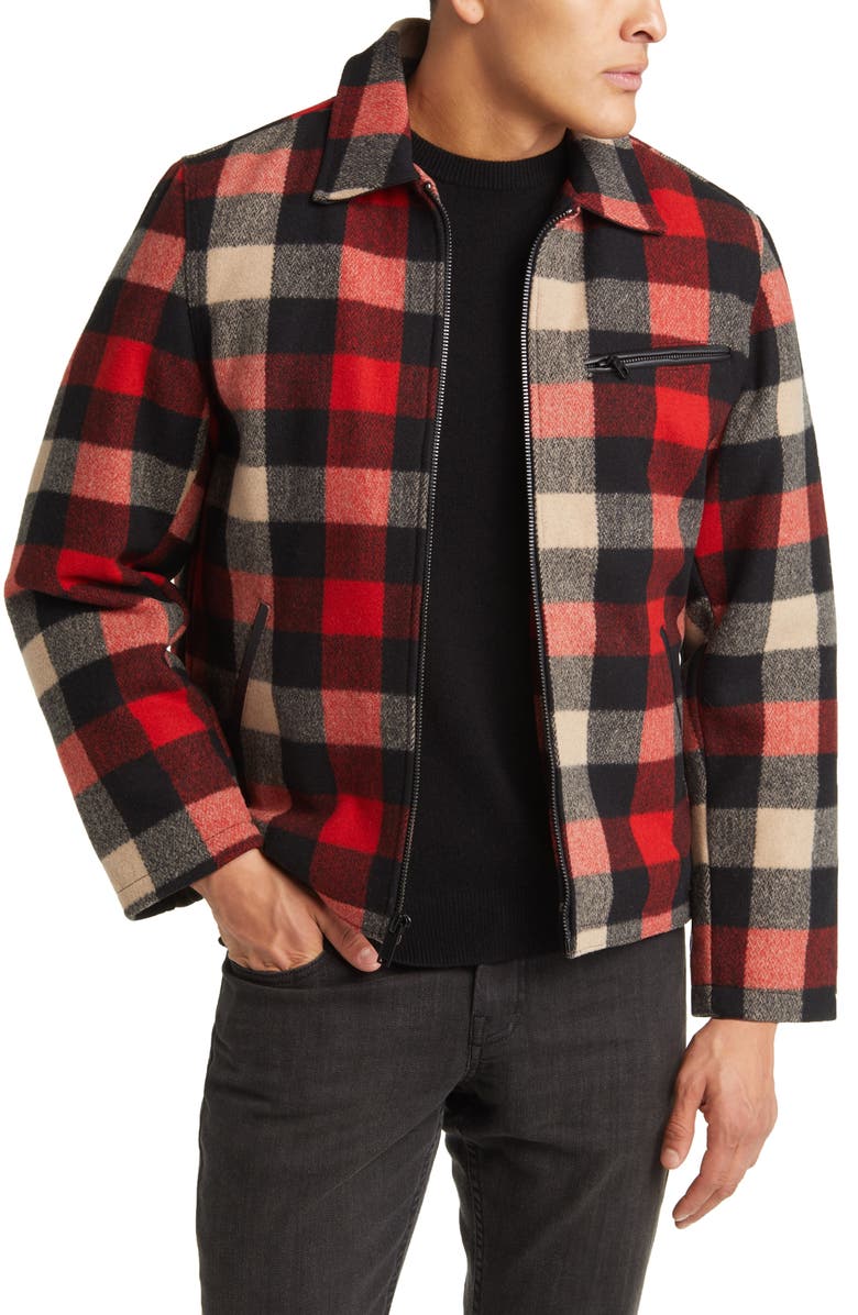 Schott NYC Station Plaid Wool Blend Jacket, Alternate, color,