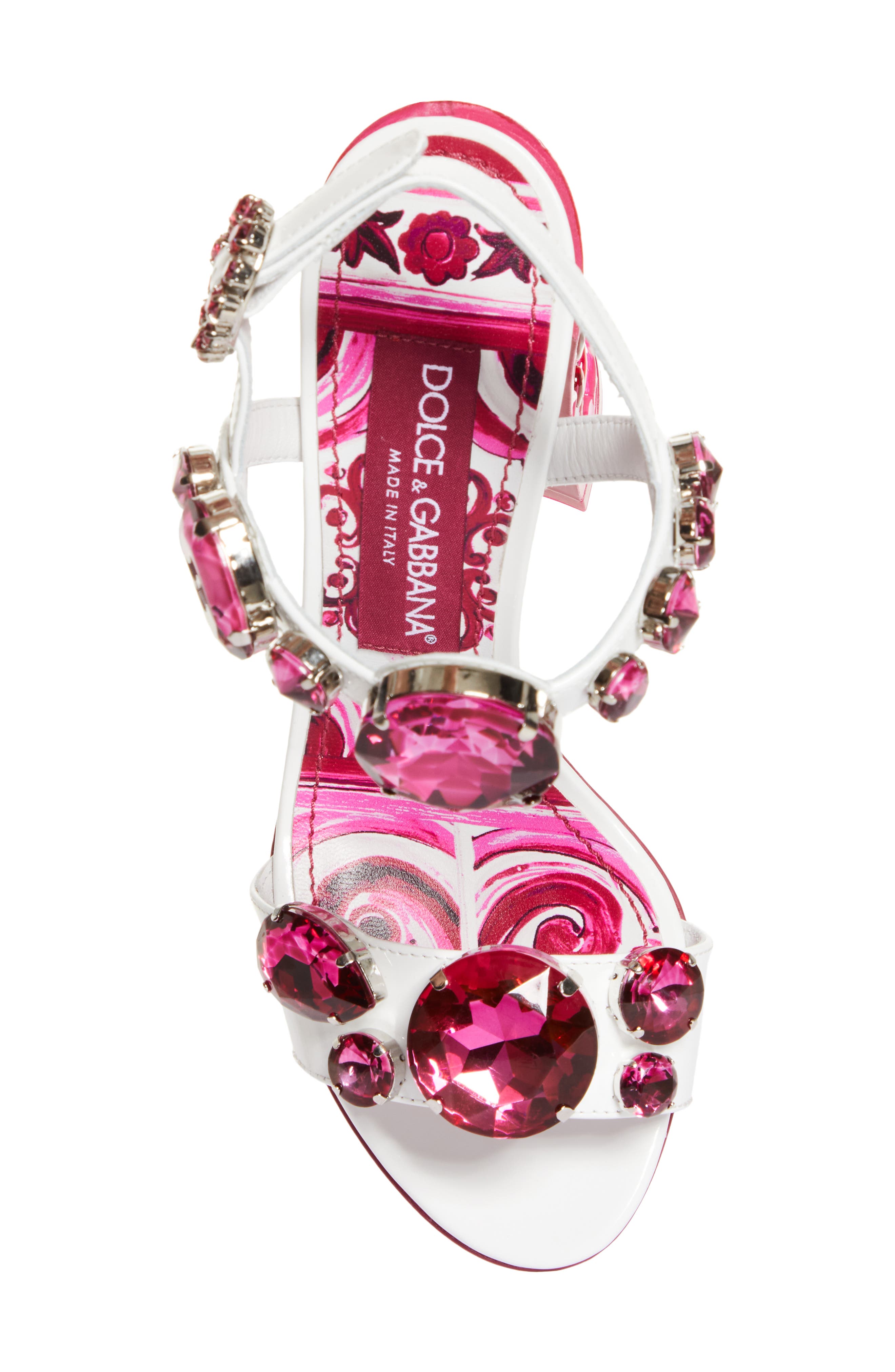 Keira Crystal Embellished Block Heel Platform Sandal, Alternate, color, WHITE/ FUCHSIA