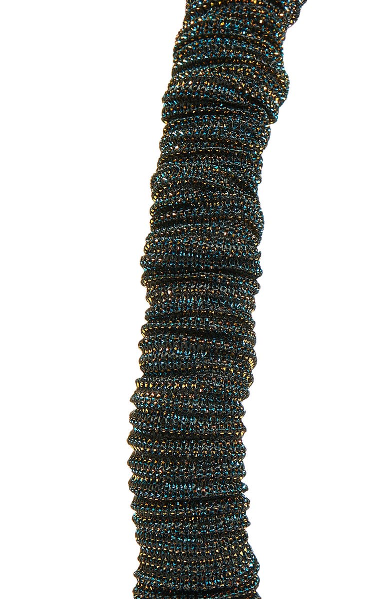 Lele Sadoughi Jessie Ruched Metallic Headband, Alternate, color, Metallic Onyx