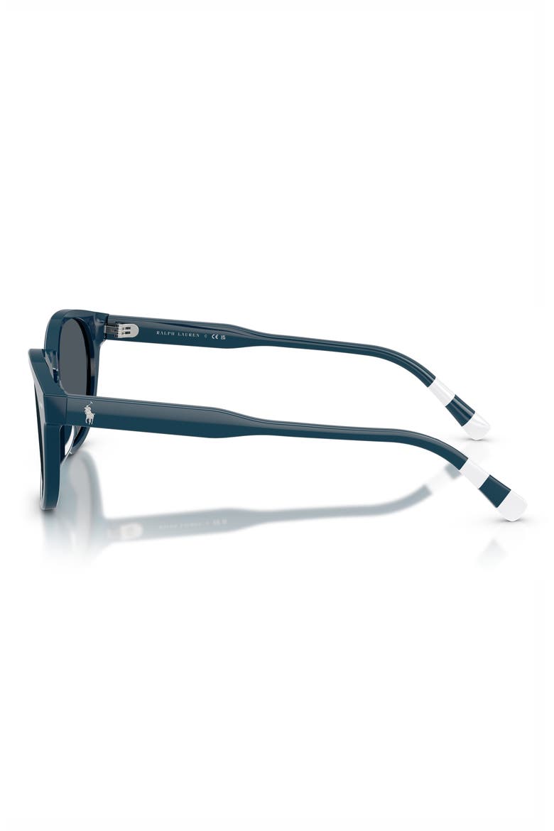 52mm Round Sunglasses, Alternate, color, SHINY BLUE / DARK GREY