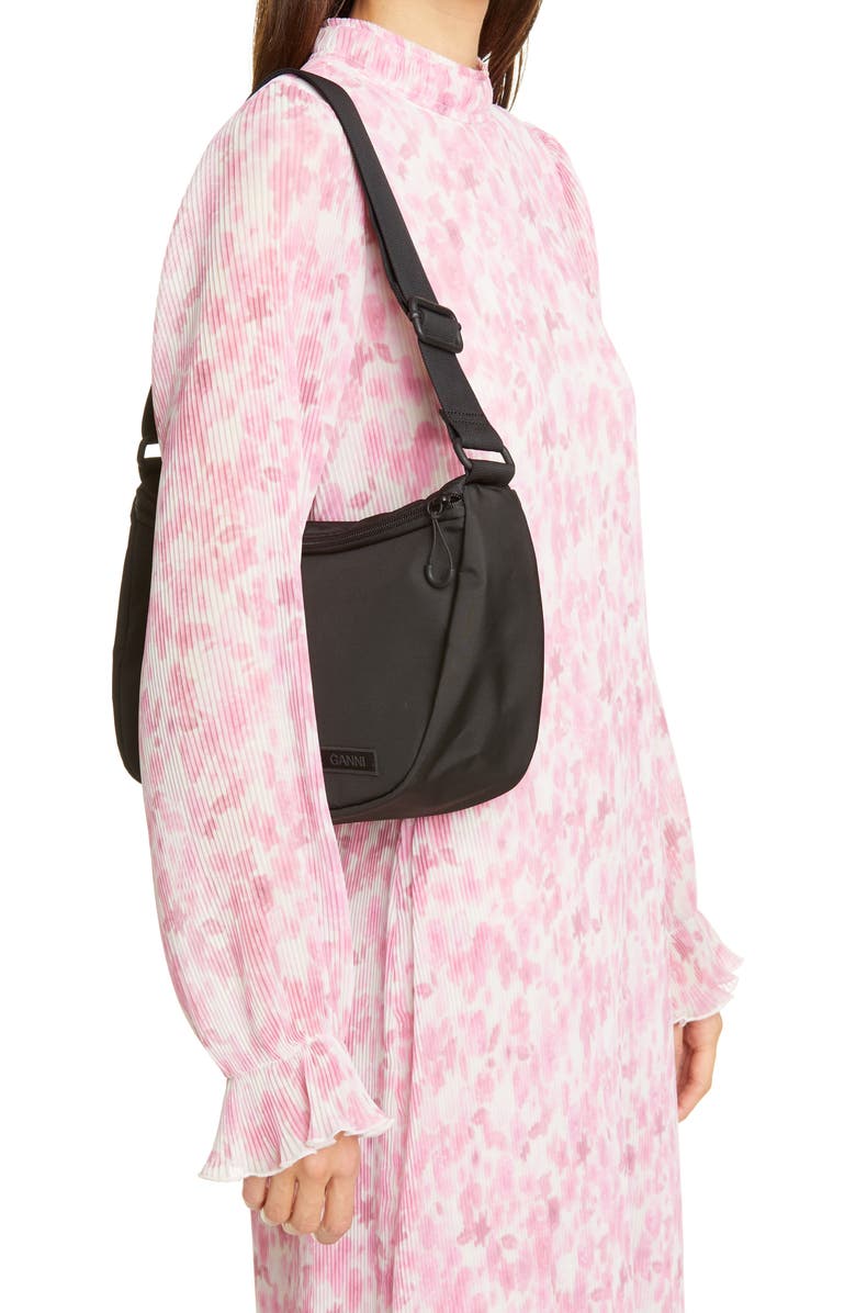 Ganni Tech Fabric Saddle Shoulder Bag, Alternate, color,