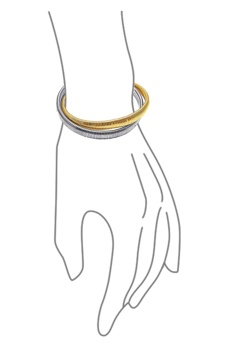 BLING JEWELRY Set of 2 Band Bracelets, Alternate, color, Gold/ Silver