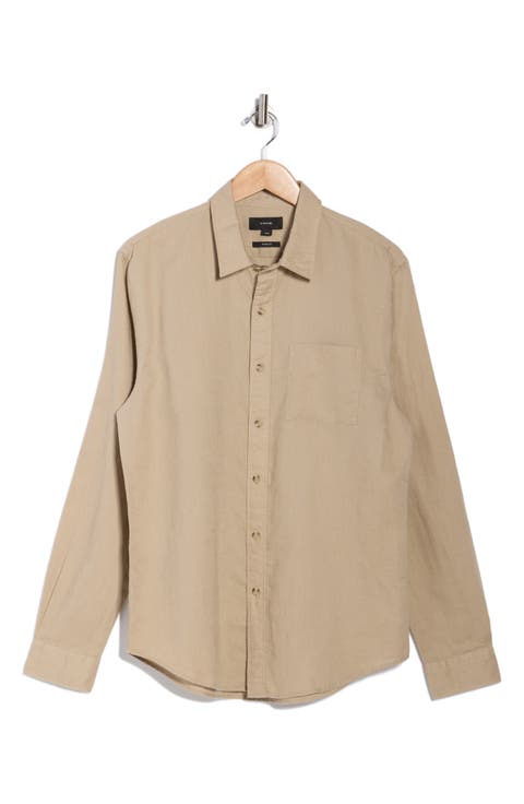 Classic Fit Linen Blend Button-Up Shirt