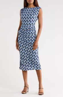 Diane von Furstenberg Darrius Cap Sleeve Ruched Midi Dress
