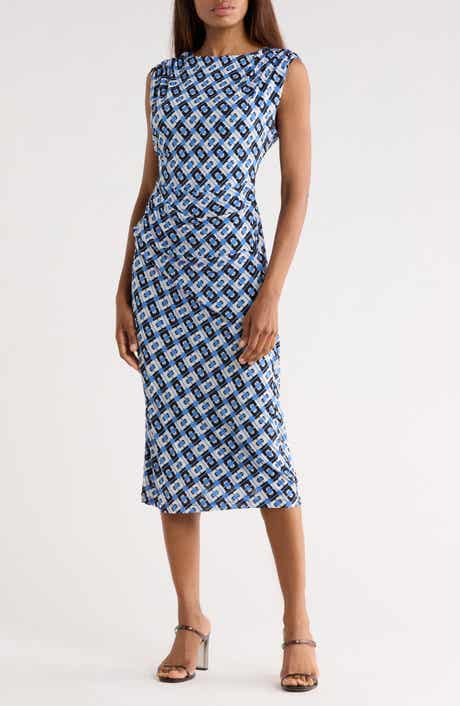 Diane von Furstenberg Darrius Cap Sleeve Ruched Midi Dress