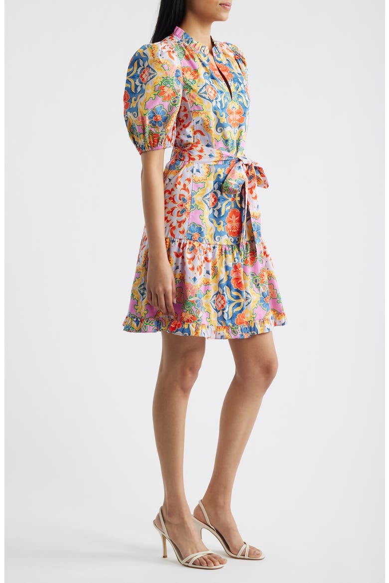 Puffy Sleeve Print Minidress, Alternate, color, PINK MULTI