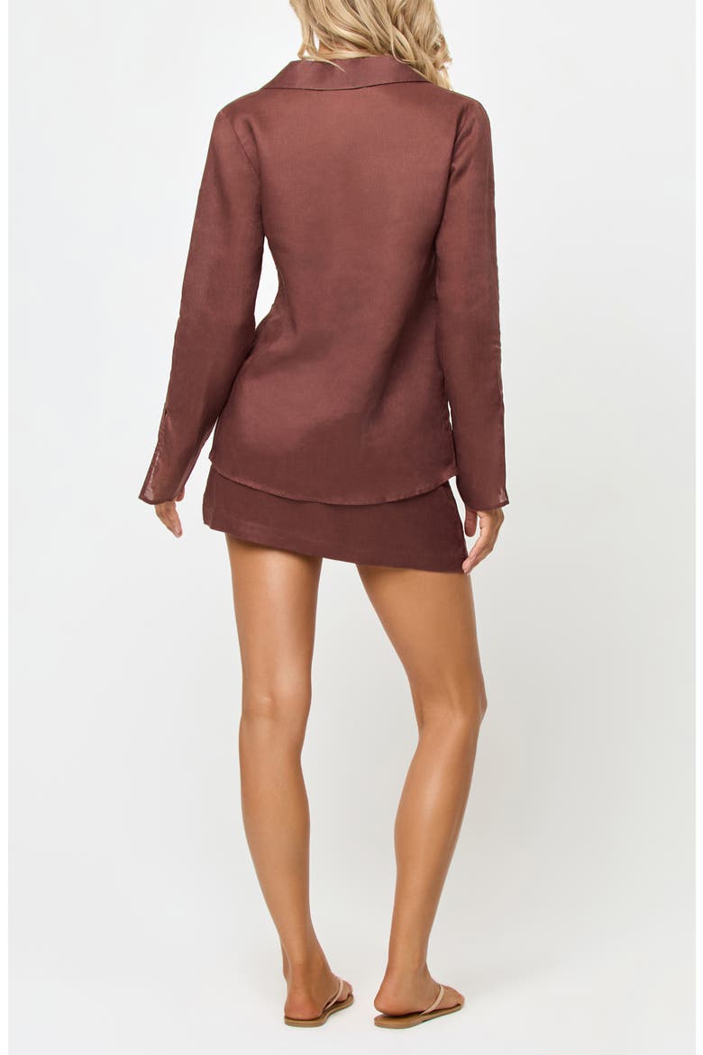 Venice Linen Cover-Up Skort, Alternate, color, CAFE