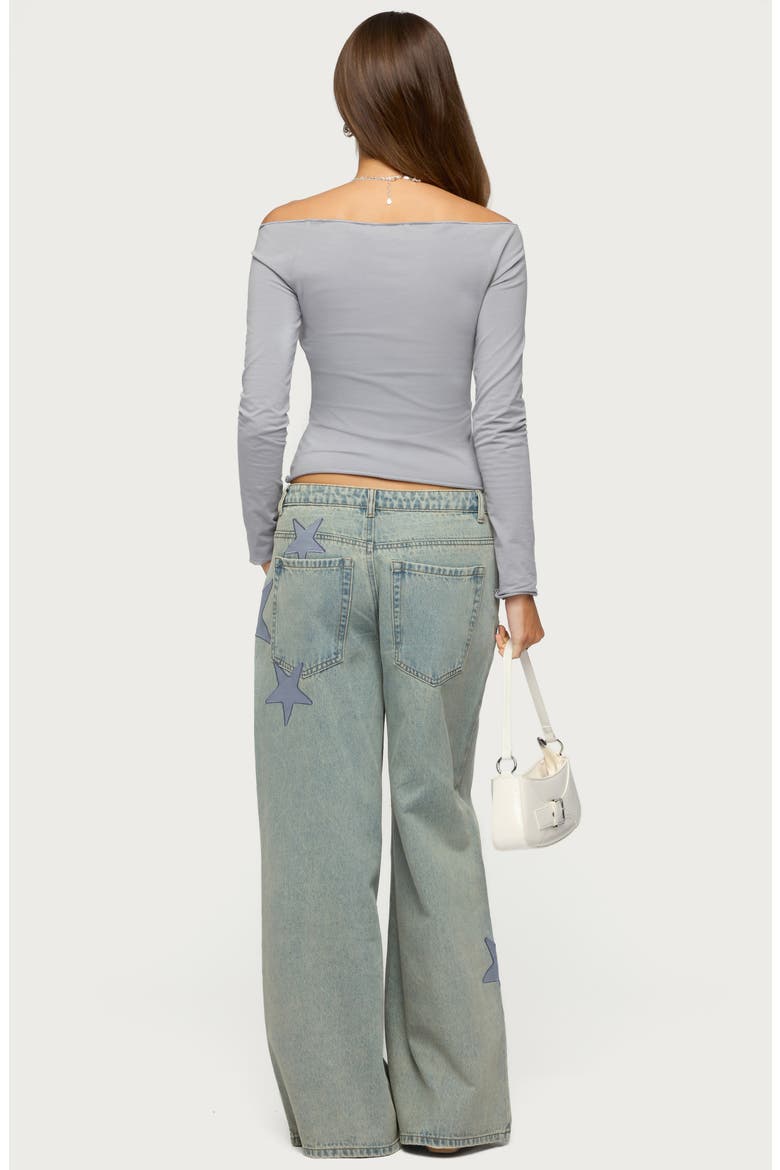 Trish Stars Low Rise Wide Leg Jeans, Alternate, color, BLUE-WASHED