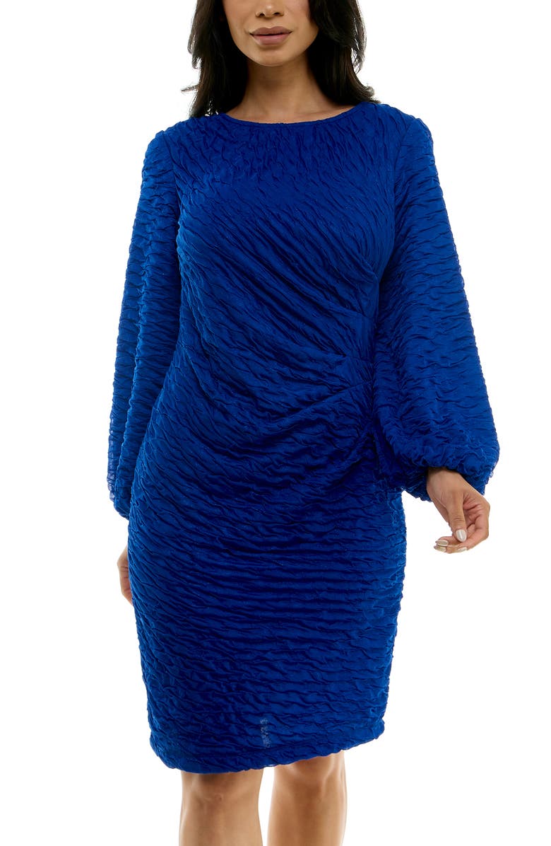 Nina Leonard Glitter Long Sleeve Body-Con Dress, Alternate, color, Royal