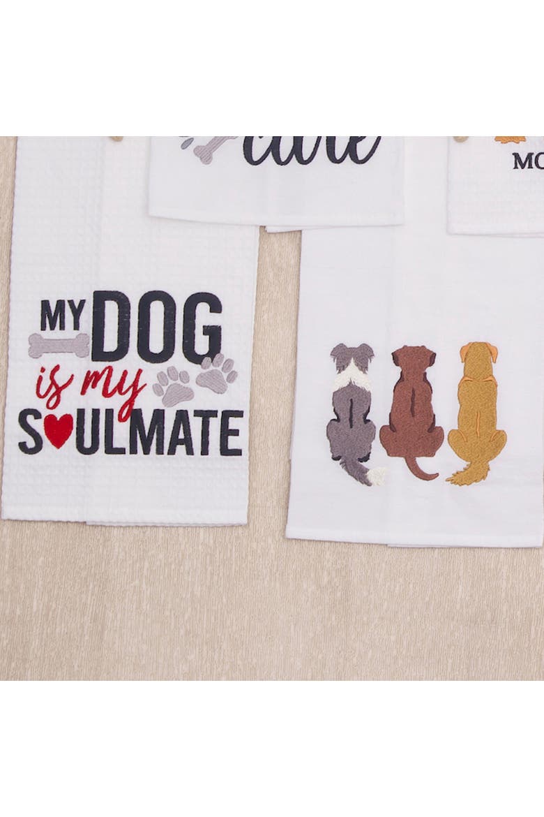 Dog is My Soulmate Kitchen and Bathroom Embroidered Waffle Hand Towel, Alternate, color, Black