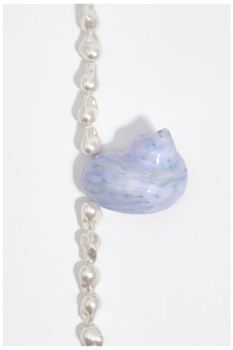 Pearl And Enameled Seashell Necklace, Alternate, color, BLUE