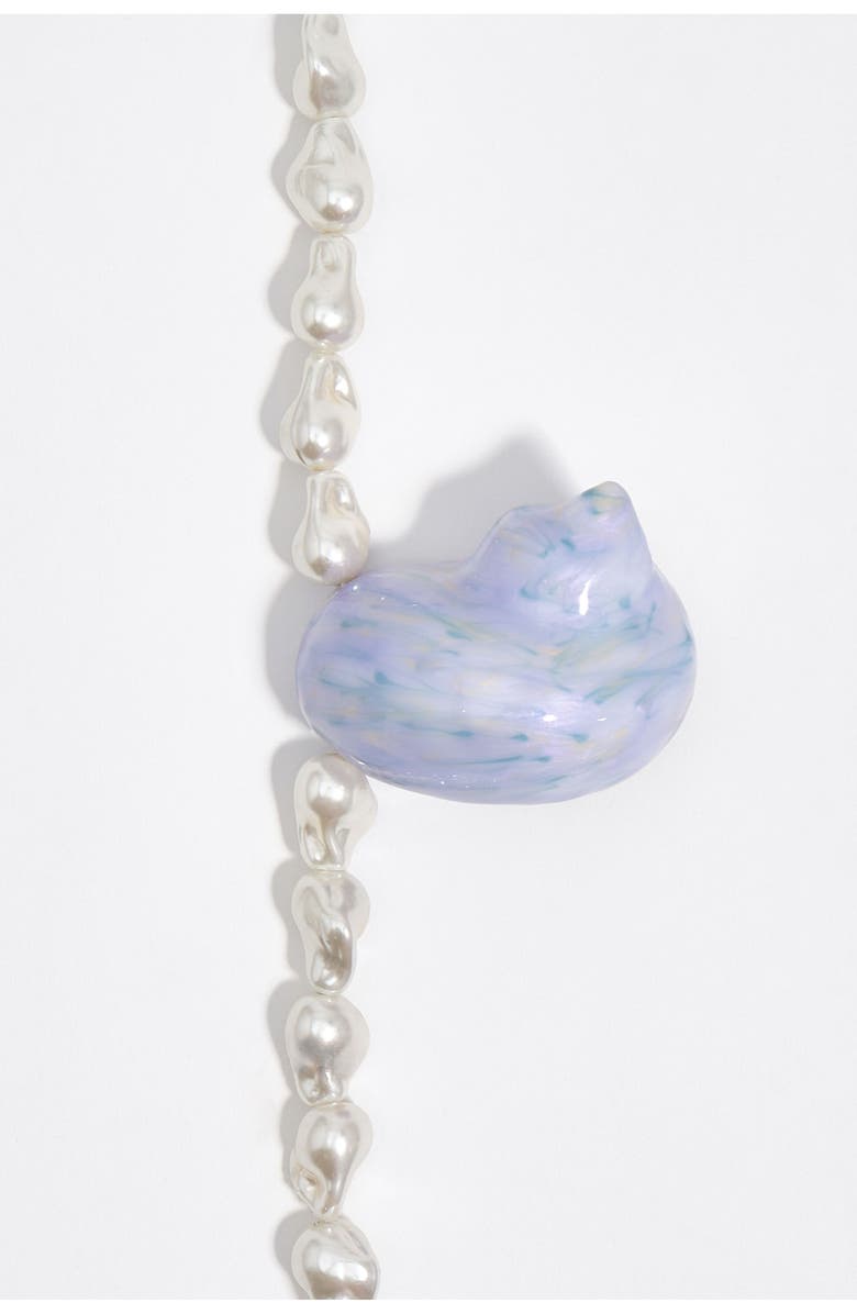 Bimba y Lola Pearl And Enameled Seashell Necklace, Alternate, color, Blue