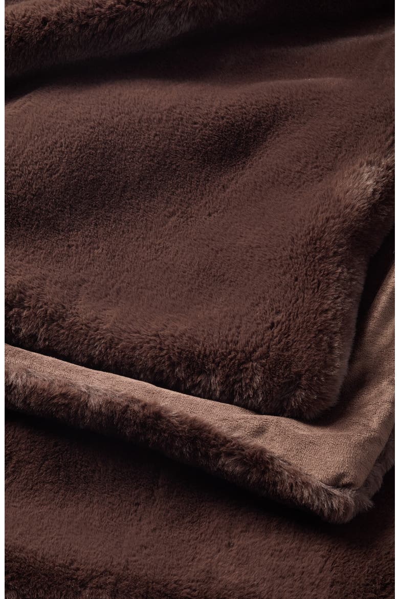 Rex Faux Fur Throw, Alternate, color, BROWN SEAL