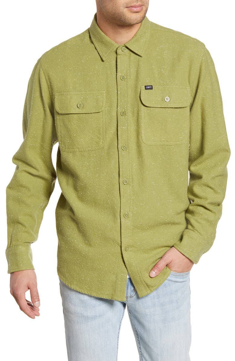 Obey Jasper Neppy Button-Up Flannel Shirt, Main, color,
