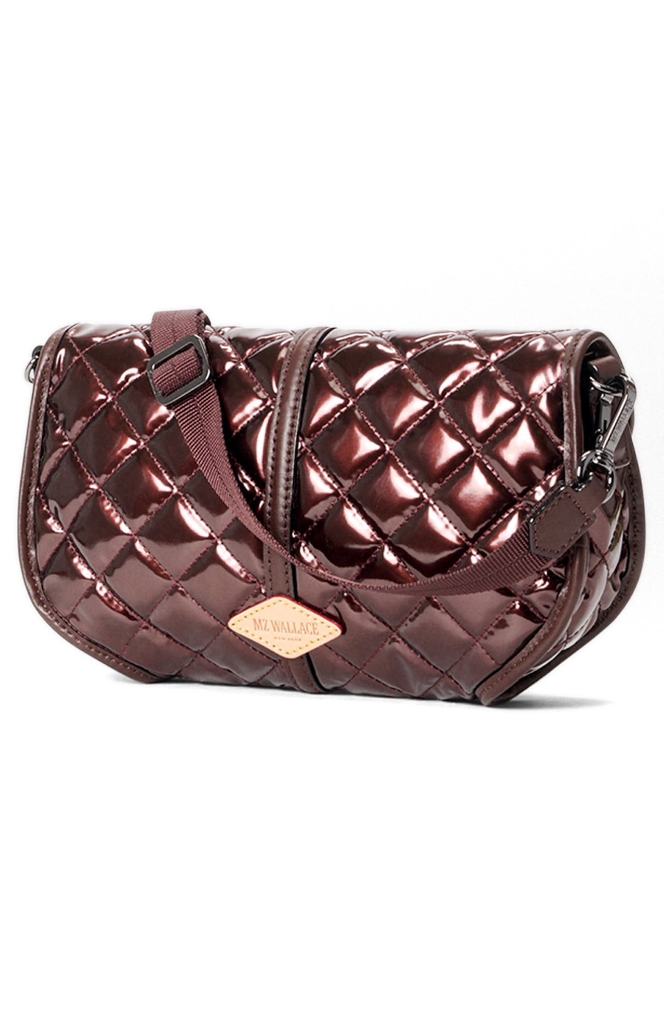 MZ Wallace Astor Small Convertible Clutch Bag, Alternate, color, Bordeaux Lacquer