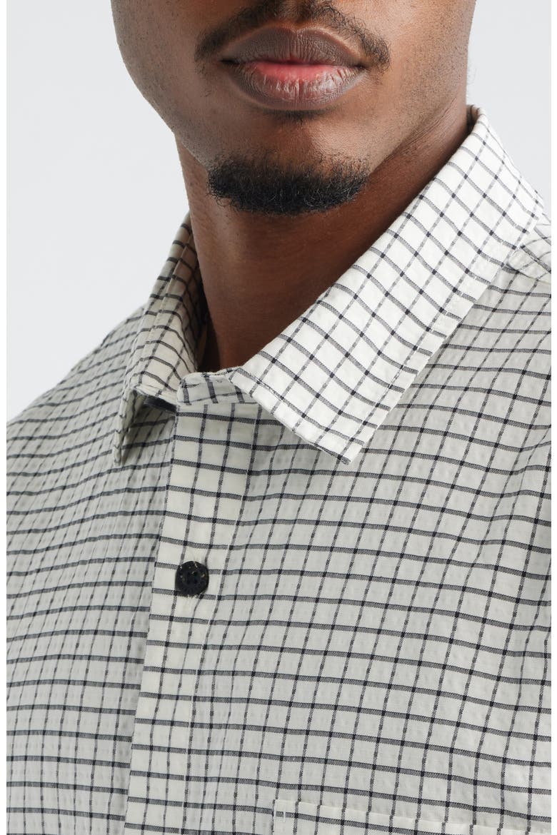 Check Short Sleeve Cotton Button-Up Shirt, Alternate, color, BEIGE CHECK