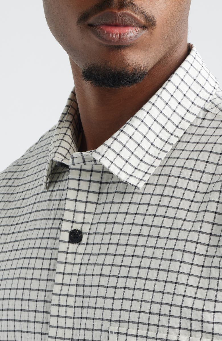 Brooklyn Industries Check Short Sleeve Cotton Button-Up Shirt, Alternate, color, Beige Check