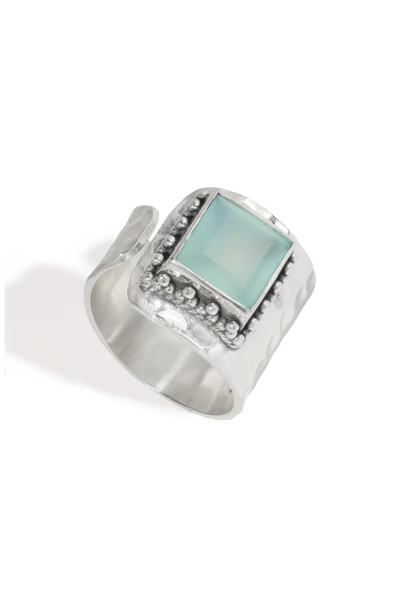 Chalcedony Silver Plated Ring, Alternate, color, BLUE