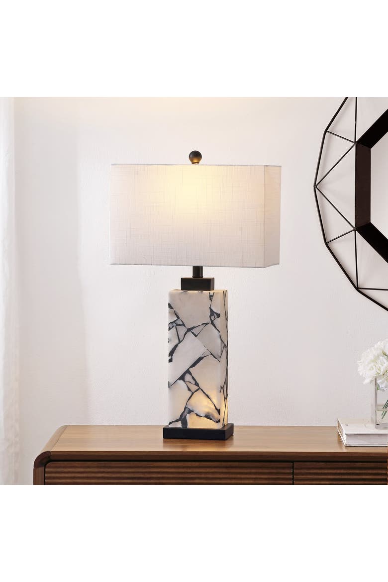 Elizabeth 27.5" Contemporary Coastal Alabaster LED Table Lamp, Alternate, color, White/Black