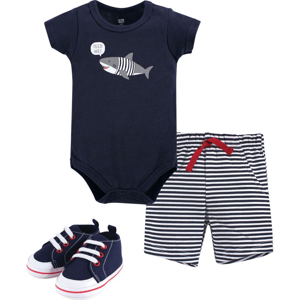 Hudson Baby Cotton Bodysuit, Shorts And Shoe Set In Multi