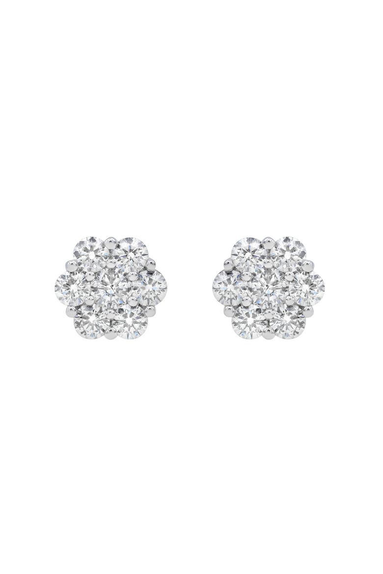 Mirage 14K White Gold Flower Cluster Diamond Unisex Earrings - 2.07 Ct, Alternate, color, 14K White Gold